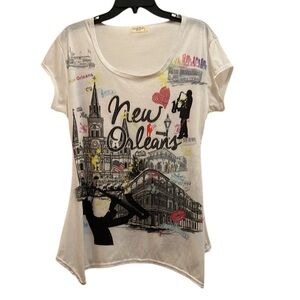 Sweet Gisele New Orleans White Tee Women’s Large